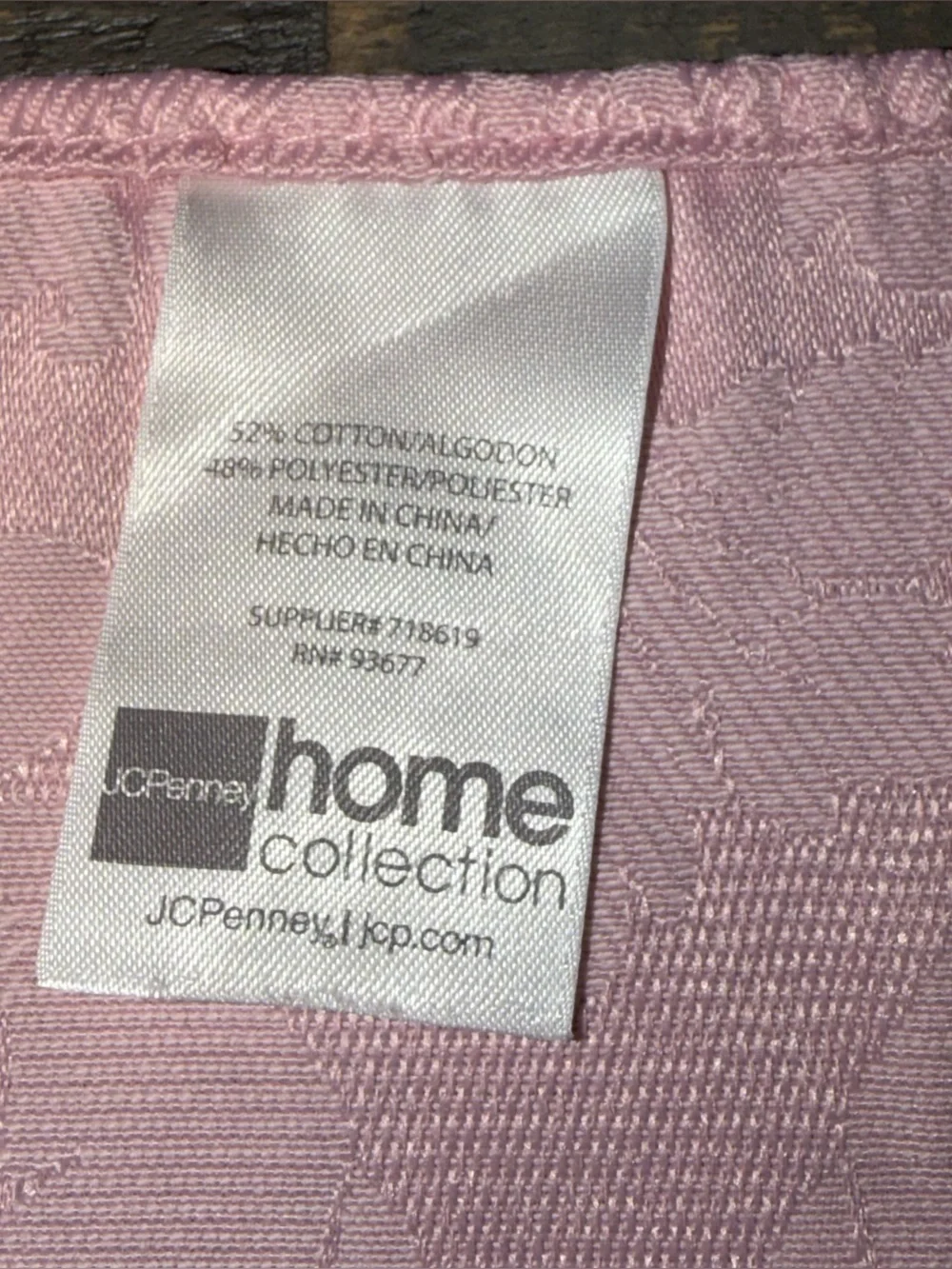 JCPenney‎ Pink Damask Jacquard Fabric napkin